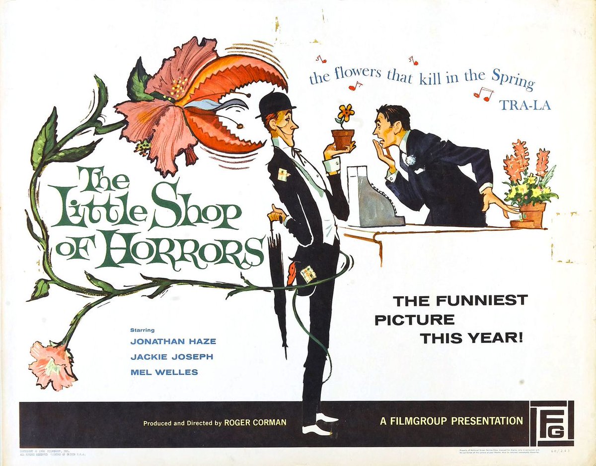 The great Roger Corman directed a total of 53 films. Today, in memory of the man, I'm choosing one that has had quite the staying power. A film that resulted in an Off Broadway musical, a film version of said musical in the 80s, and Jack Nicholson's career. #LittleShopOfHorrors