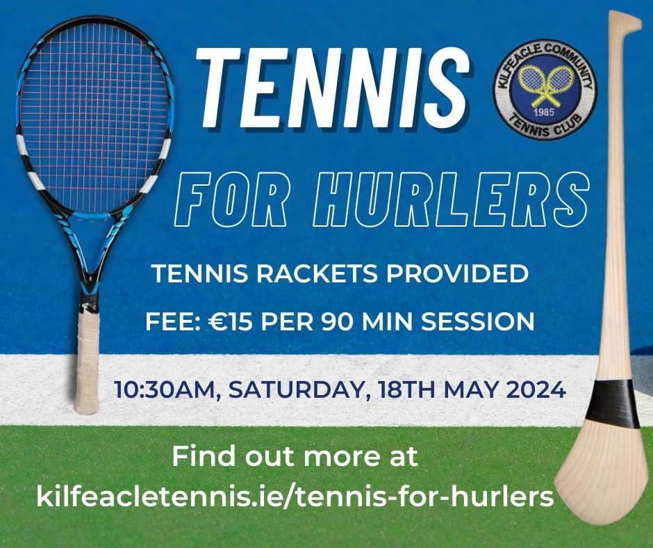 Kilfeacle Community Tennis Club is starting a new series of accelerated 90 minute introductions to tennis for current or former hurlers on Saturday mornings at 10:30am. If you're interested, sign up at kilfeacletennis.ie/tennis-for-hur… #TennisForHurlers