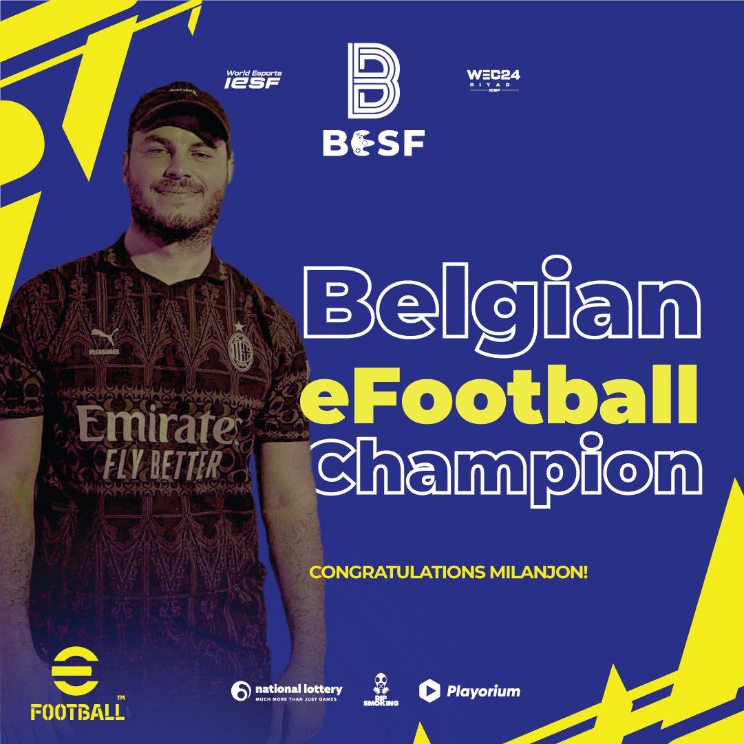 What a match, what a series, what a day! 🔥

Congratulations to our new Belgian eFootball Champion @Milan17Jon! 💪

GG's to everyone who participated! 

Now, let's make 🇧🇪 proud in our #roadtoriyadh 

#wec24 #iesf #omdathetkan #parcequecestpossible #lotto