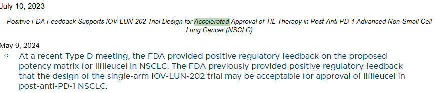 $IOVA Have they ruled out accelerated approval in NSCLC?