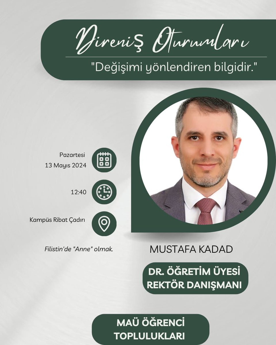 tugvamardinuni's tweet photo. 📍TÜGVA Üniversite ekibi olarak yarın Ribat Çadırındayız!

🇵🇸Direniş Oturumları kapsamında değerli hocamız  "Mustafa Kadad'ı" ağırlayacağız.

Bütün üniversiteli arkadaşlarımız davetlidir.🍉

#KampüslerBizeEmanet 
#DirenişOturumları
#RibatÇadırı⛺ https://t.co/EWcfF3HDWs