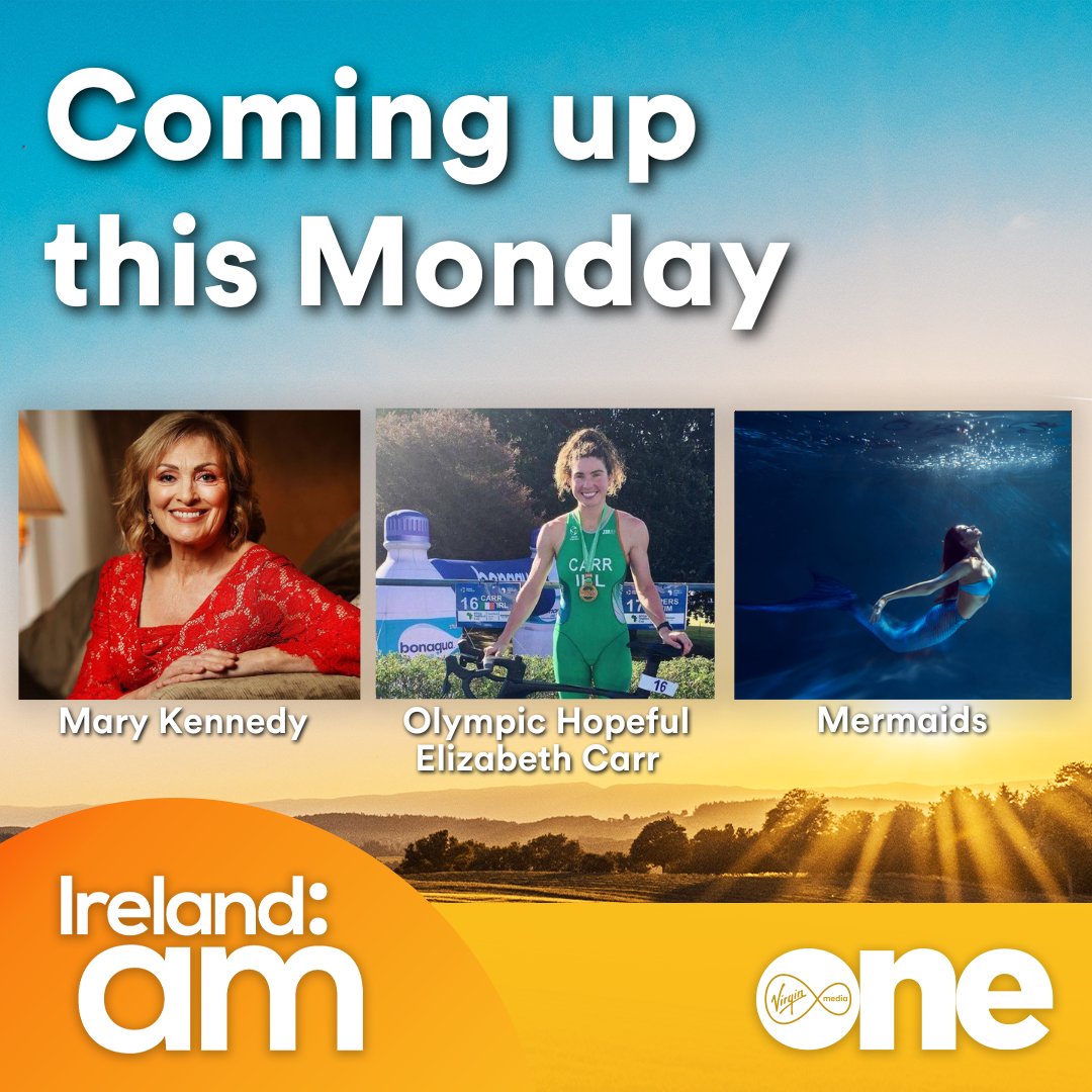 Coming Up Tomorrow: 📽️Irish Broadcaster Mary Kennedy joins us to discuss Eurovision & teaming up with Mary McAleese! 🚴We meet triathlete & Defence Forces Peacekeeper Elizabeth Carr. 🧜‍♀️ Deric is meeting Ireland's real-life mermaids! #IrelandAM