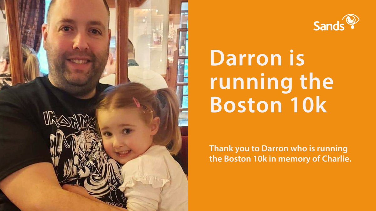 Good luck to Sands Superstar Darron, who will be running the Boston 10k in memory of Charlie 💙🧡 Support Darron’s Boston 10k ➡️justgiving.com/page/darron-ke… If Darron has inspired you, find a local event or challenge ⬇️ sands.org.uk/local-challeng… #BabyLoss #PregnancyLoss