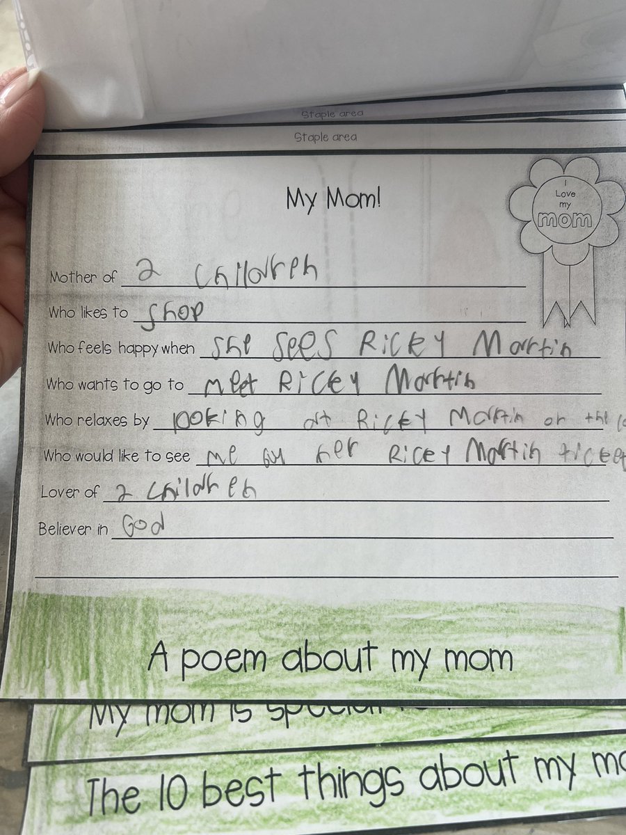 Laura71298's tweet image. Oh, this little boy of mine! 😂 @ricky_martin #schoolproject