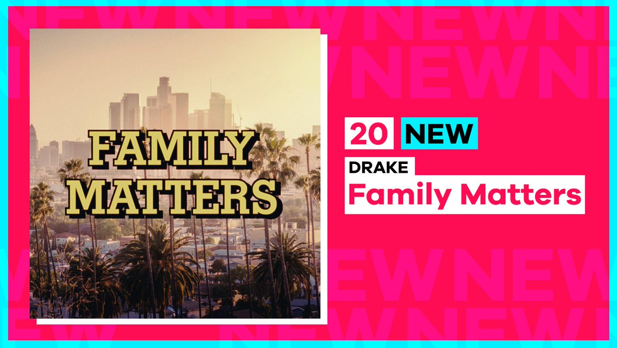 A new one from @Drake that's had a lot of chat on the timeline 👀 At Number 20, it's 'Family Matters' - have you been streaming this one? 👇