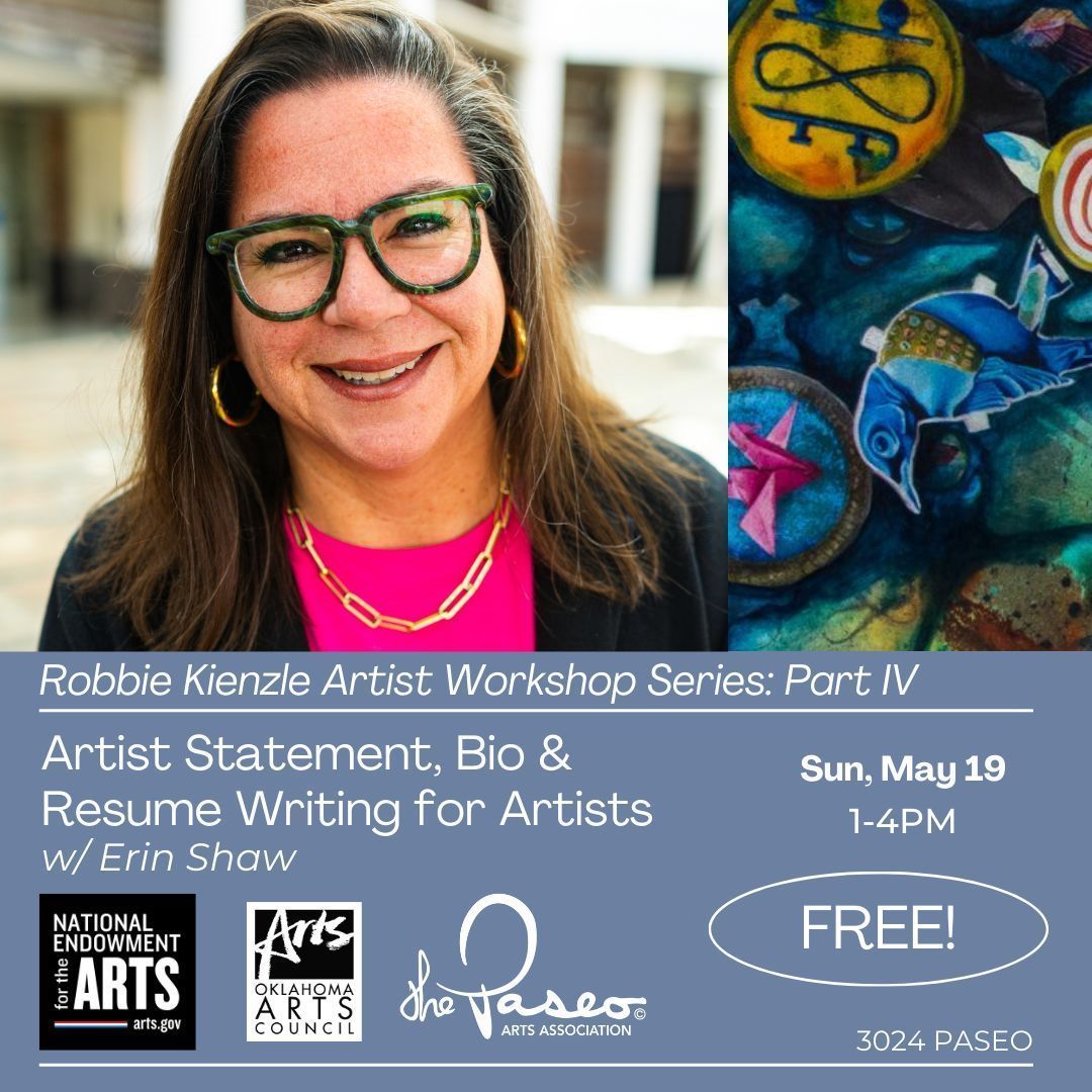 NEXT SUNDAY! This is your last call to sign up for the next class in the Robbie Kienzle Workshop Series: Artist Statement, Resume and Bio Writing! Sign up by clicking here: buff.ly/4aMzDWp