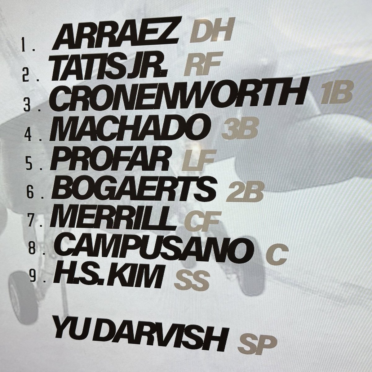 Today’s lineup for the Padres in the series finale against the Dodgers.