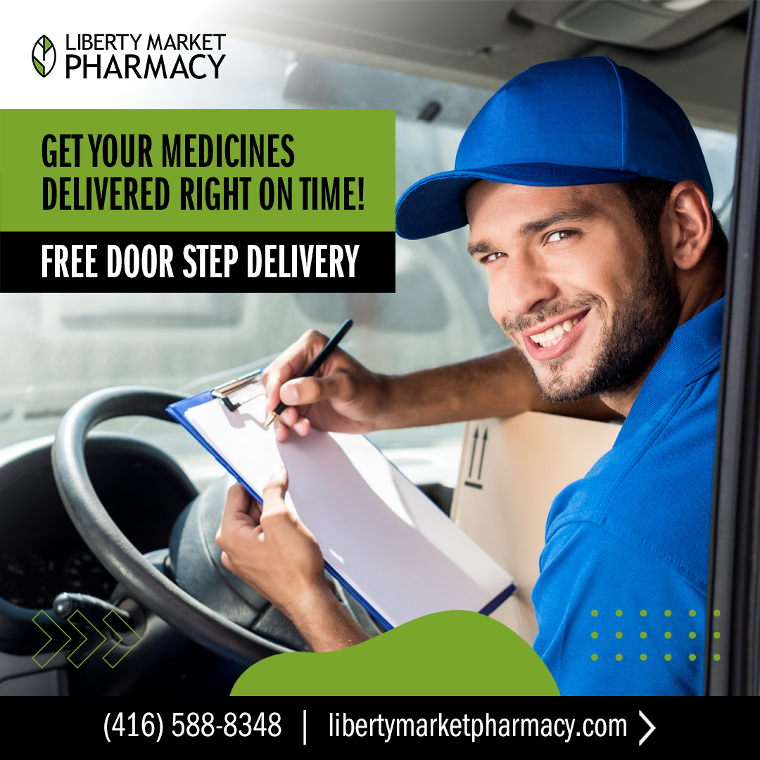 Don't worry about making a trip to the pharmacy!
#medication #delivery #freedelivery #doorstep #medicinedelivery #libertymarketpharmacy #toronto