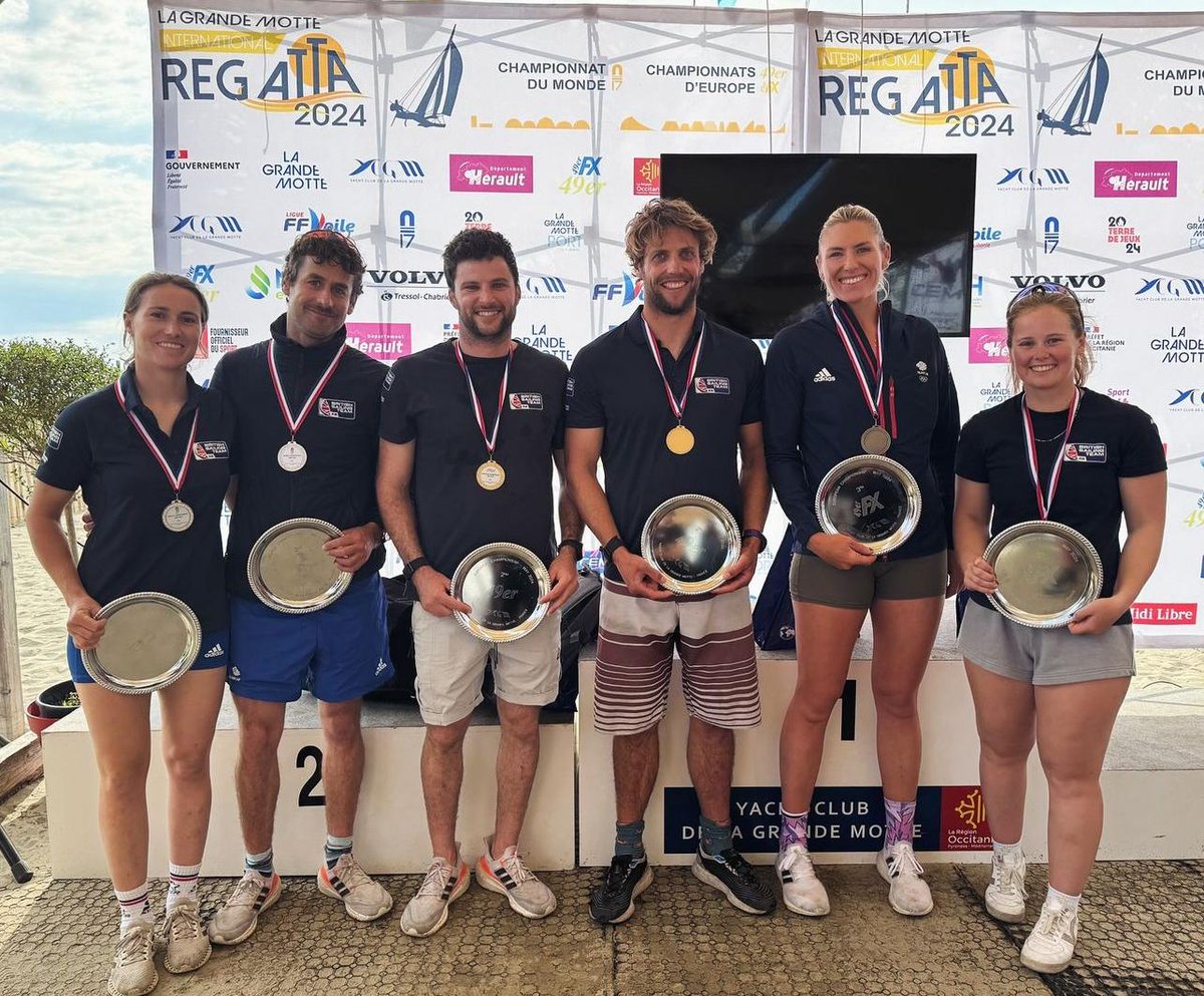 😅@BritishSailing have had worse Sundays... European GOLD and BRONZE and World SILVER in the space of a few hours across 49er and 470 classes! Flying into @Paris2024 🚀