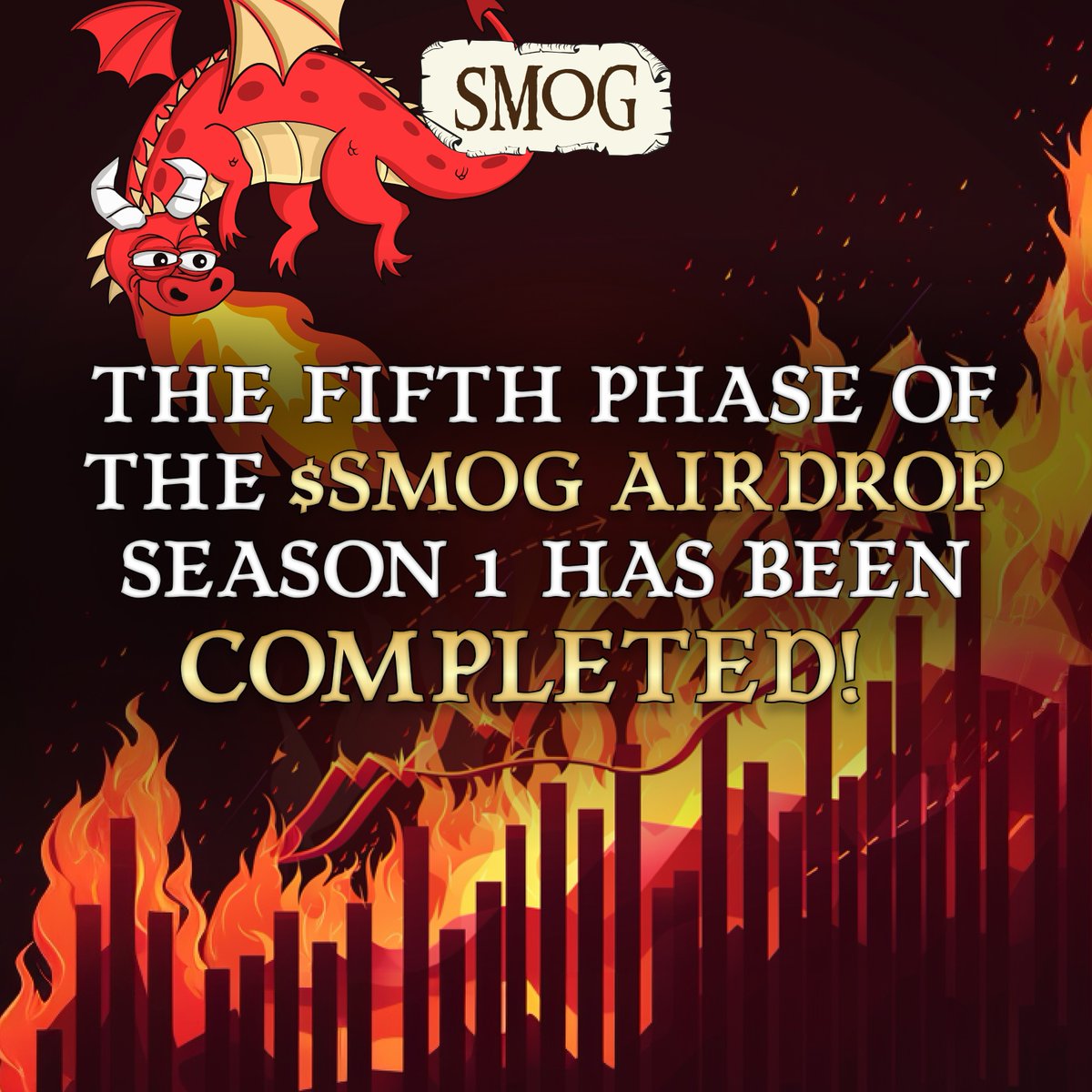 The Fifth Phase of the #SMOG #Airdrop is complete! 🎉 Climb the leaderboard by trading $SMOG and become the top #Dragon in S2! 🐉 Complete daily quests on #Zealy to earn additional points! 🎮 Stay tuned as we will be sharing some exciting news soon! 🔥 bit.ly/BuySmog