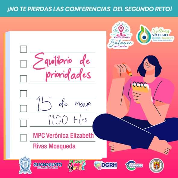 Encuentra tu punto de Balance 👌 con la MPC. Veronica Rivas Mosqueda, quien nos hablará sobre el 'Equilibrio de Prioridades'. ID de seminario web: 882 7585 1105 Código de acceso: 991576