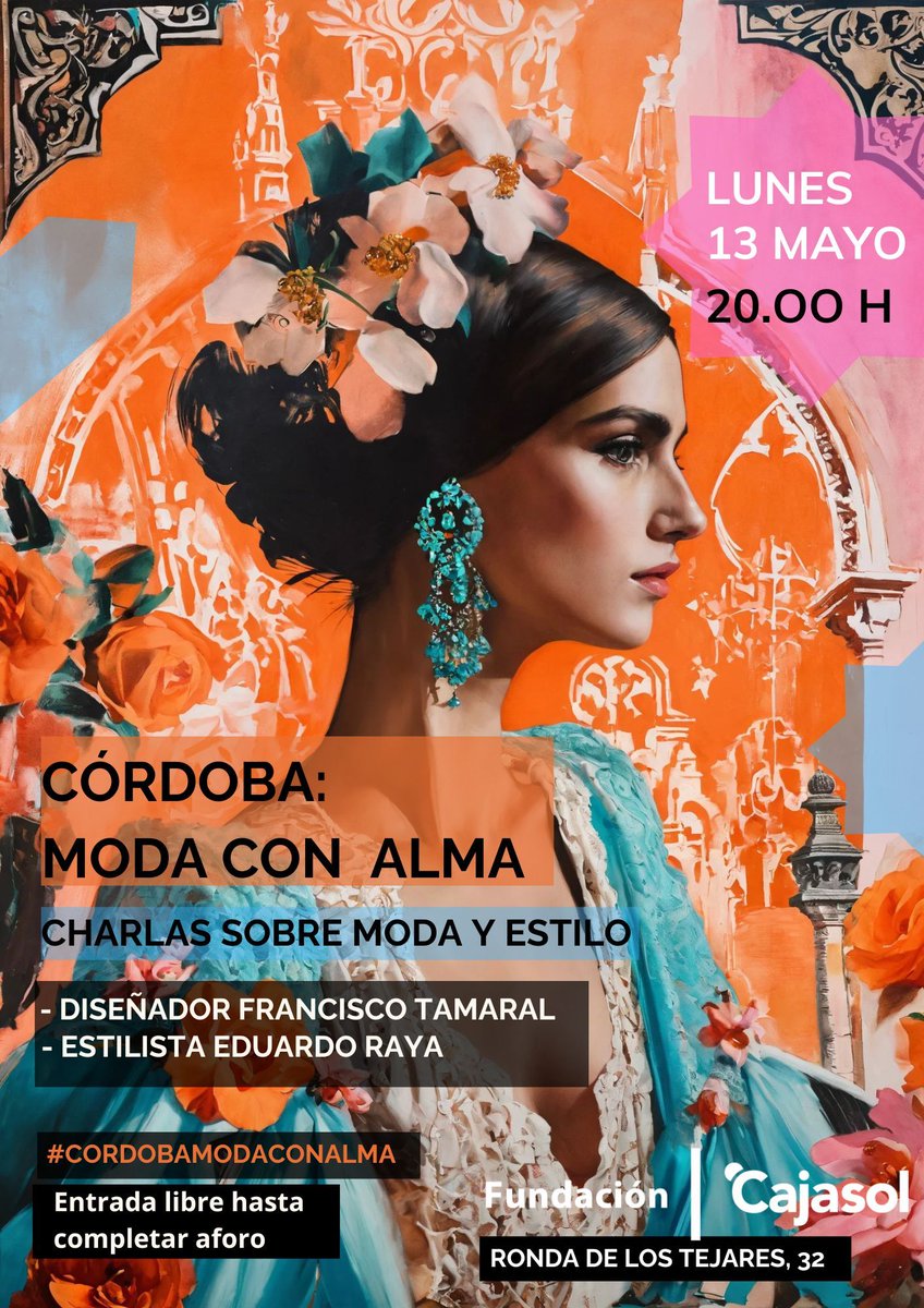 Aprende a llevar la mantilla. En 'Córdoba: Moda con alma', Francisco @tamaral_costura y Eduardo Raya revelarán técnicas y consejos para que luzcas este complemento tradicional con un estilo renovado y sofisticado. 🗓️ Lunes 13 de mayo, a las 20.00 horas 🔖 Entrada libre