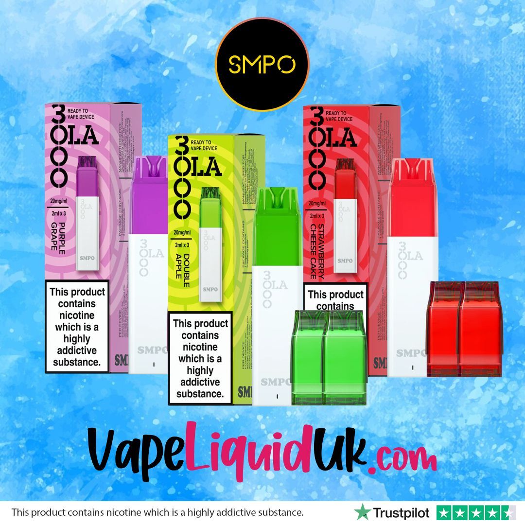 Elevate your vaping game with the SMPO OLA 3000 Prefilled Pod Starter Kit! 🚀 Available from the link in our bio today.

Enjoy the ultimate beginner-friendly experience with a rechargeable 380mAh battery and three delicious nic salt e-liquid pods. 💨