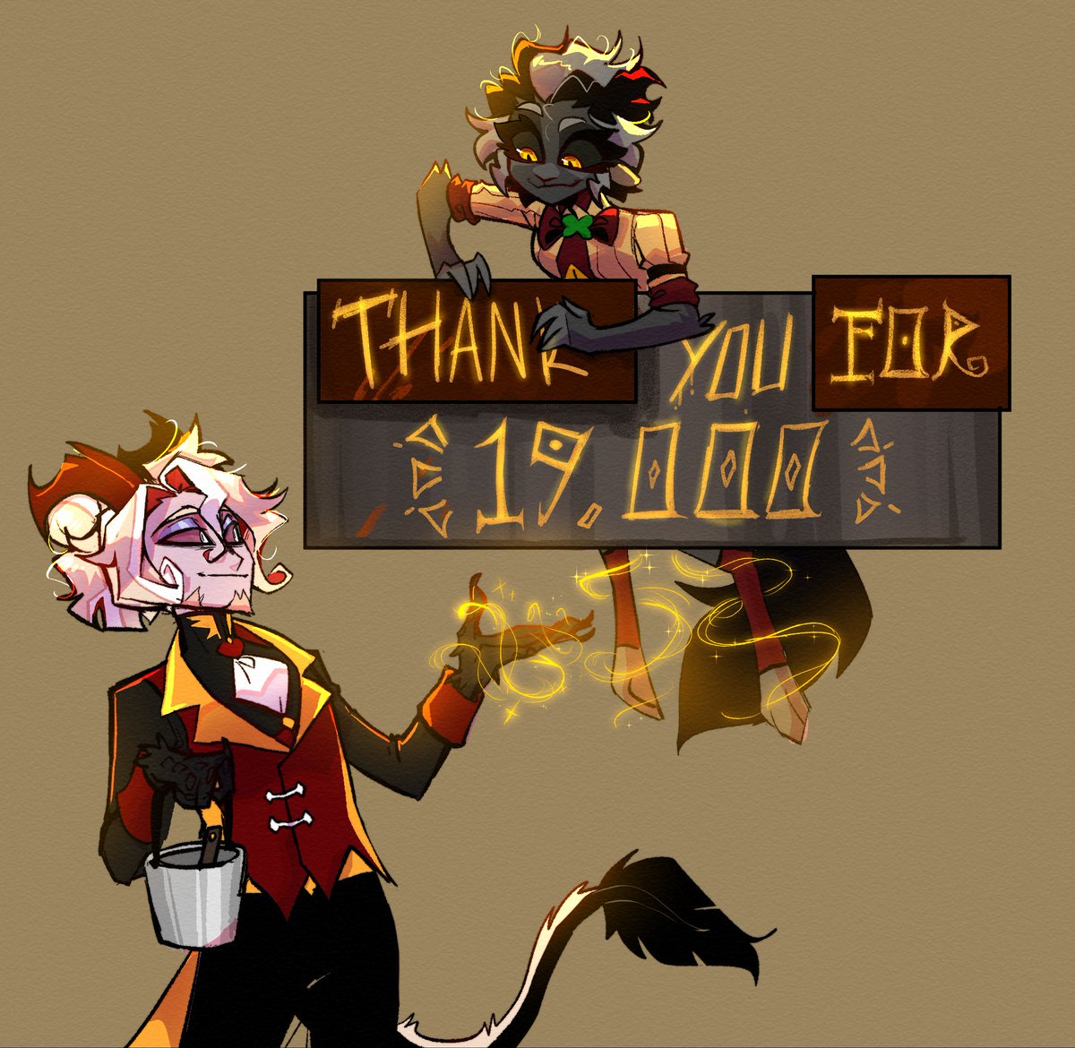 Thank you so much for 19k followers!🎉 🎊and thank you very much for the support you have shown me so far💖💖, seeing your comments and likes makes me very motivated and happy🥹💖💖

#HazbinHotelOC #HazbinHotelSerenity #HazbinHotelConstantine