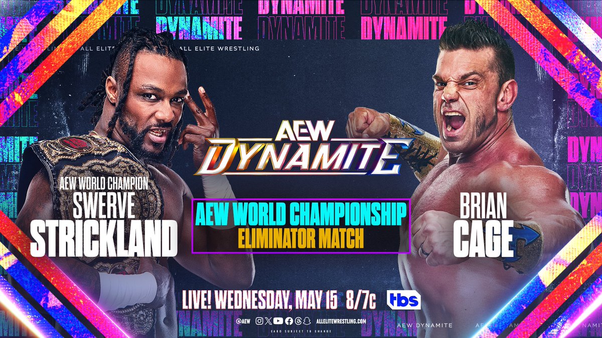 Two matches with history and title implications hanging in the air as @swerveconfident battles @briancagegmsi and The @youngbucks battle @MattSydal and @facdaniels on #AEWDynamite! We're LIVE this Wednesday at 8/7c on TBS