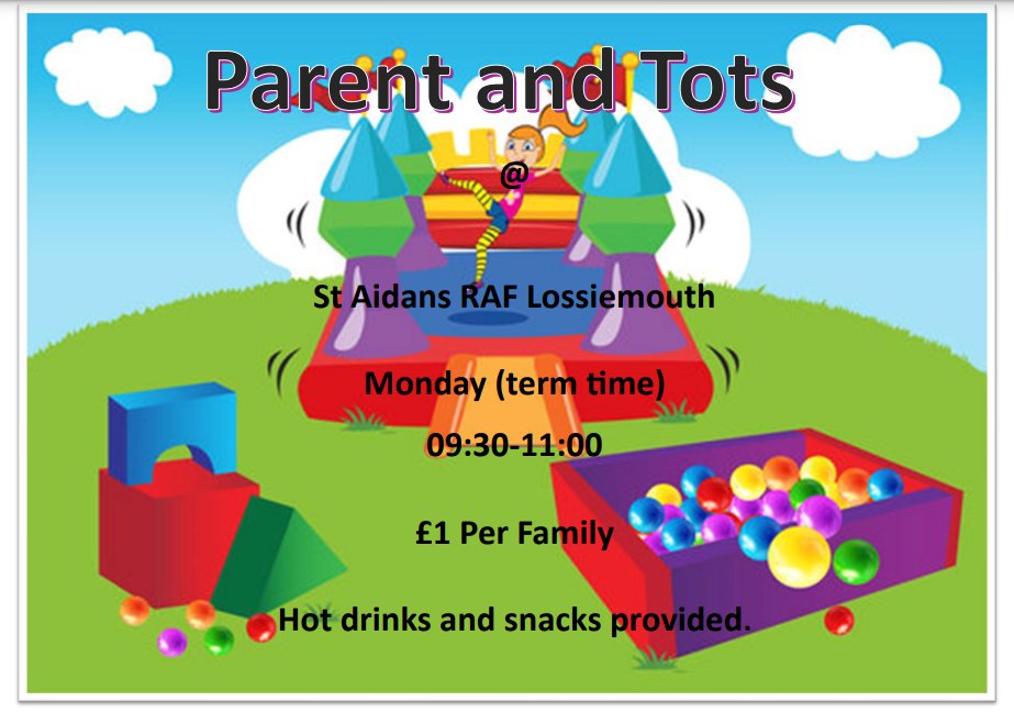Parent & Tots Monday 09.30-11.00 Hope to see you there 😊 For further details visit our Facebook group – RAF Lossiemouth The Friendly Drop ow.ly/7xTh50RCR0z