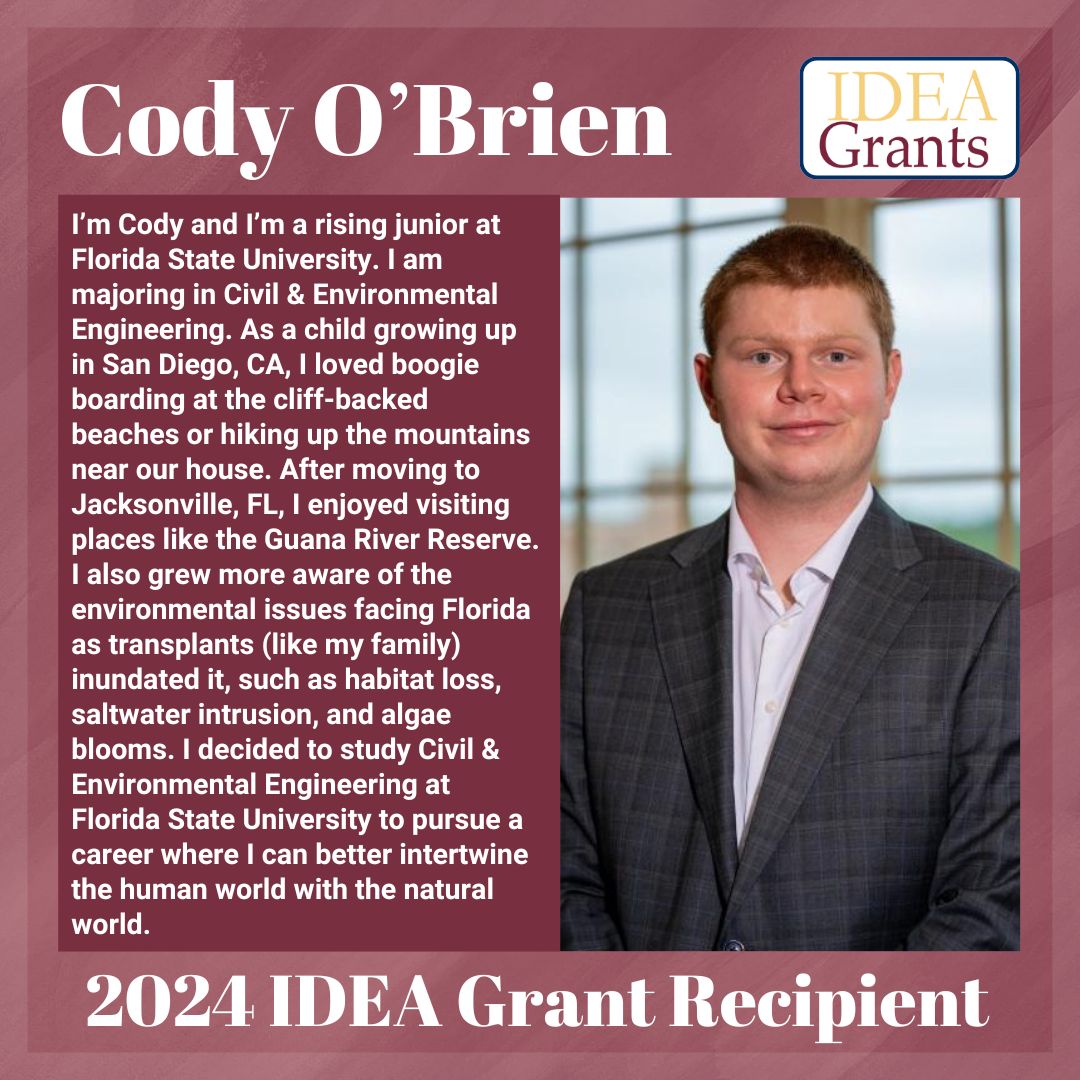 FSU_CRE's tweet image. We are highlighting UROP student and IDEA Grant Recipient, Cody O&apos;Brien! Under the supervision of Dr. Qian Zhang, Cody hopes to investigate how to strengthen permeable concrete with an invasive species of algae. Read more here: buff.ly/4bnXUTj 

#IDEAGrant