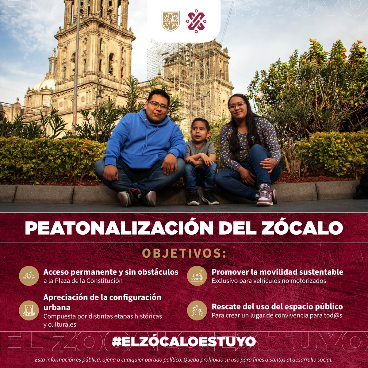 #ElZócaloEsTuyo | El proyecto del @GobCDMX de peatonalización del Zócalo de la Ciudad de México busca rescatar, dignificar y revitalizar el espacio público para que sea accesible y disfrutable para todas las familias y visitantes de la capital.