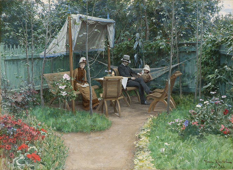 JOHAN KROUTHÉN
Pintor Sueco
1858-1932
Óleo s/ Lienzo - 69 x 95 cm
Museo Nacional de Estocolmo, Suecia
'Interior del Jardín de Linkoping' - 1887/8