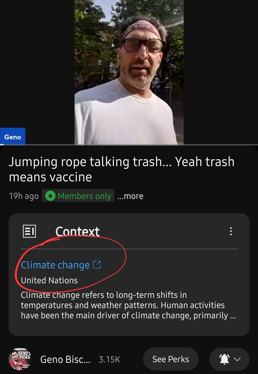 Wow You don't get what evil overlord cowards everyone at @TeamYouTube is... They're putting #ClimateChange warnings on a 55-year-old man jumping rope in the projects mentioning it. Yeah. They aren't trying to control anything.