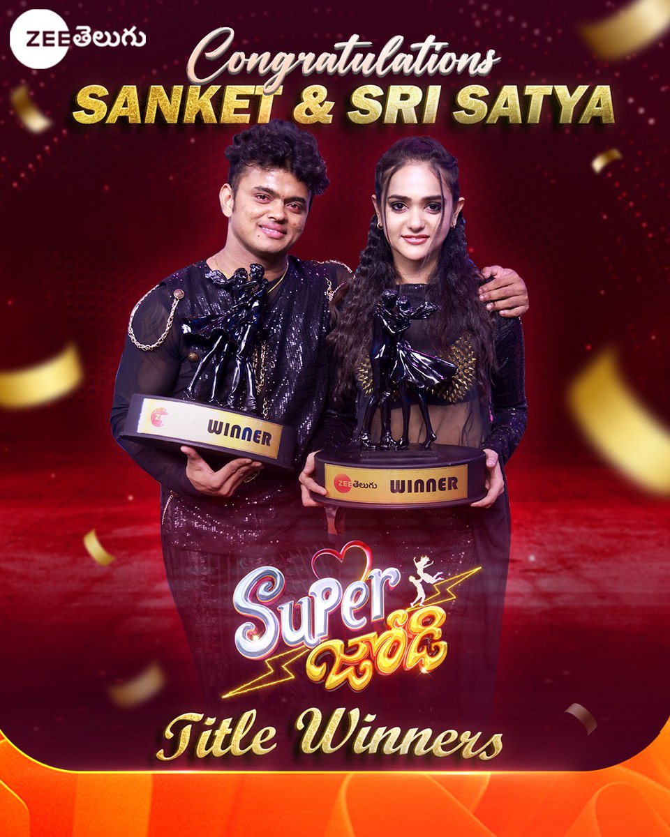 Big congratulations to the incredible duo Sanket & Sri Satya for winning the Super Jodi🎉🥇 

#SuperJodi #SriSa #Winners #No1Jodi #ZeeTelugu