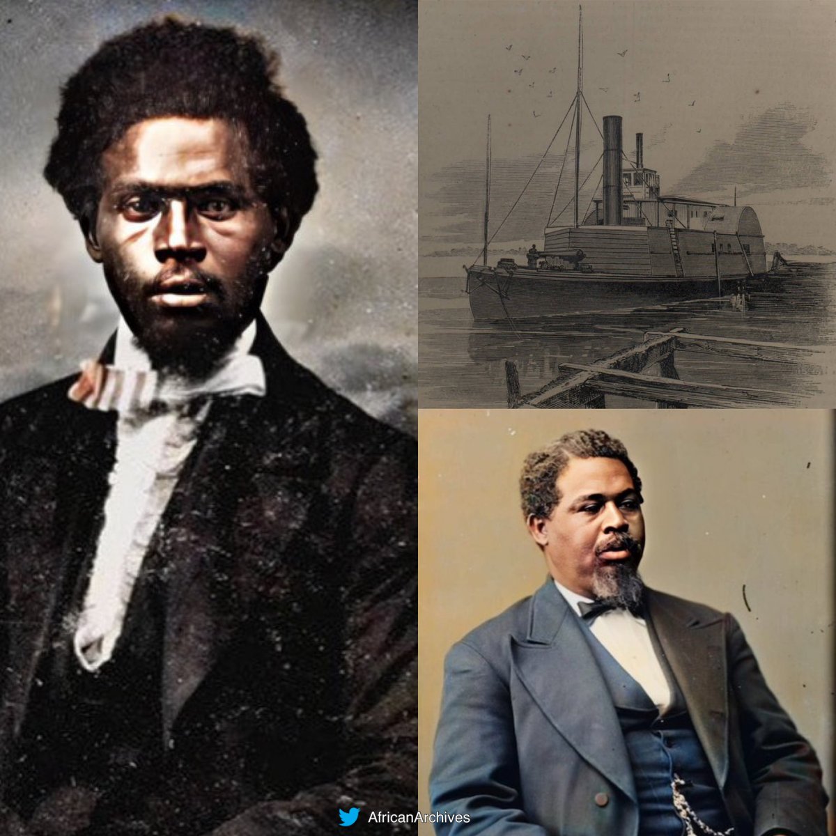 On this day in 1862, Robert Smalls stole a Confederate Ship and sailed it to Freedom disguised as a captain, freeing his crew and their families. A THREAD!