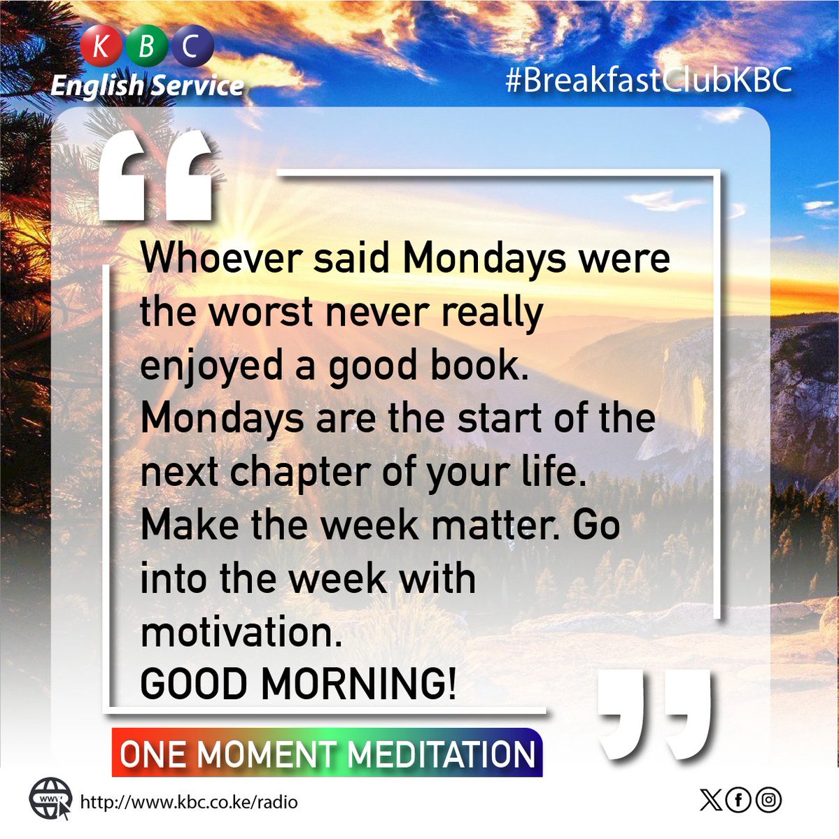 Monday morning moment of meditation. ^PMN #BreakfastClubKBC