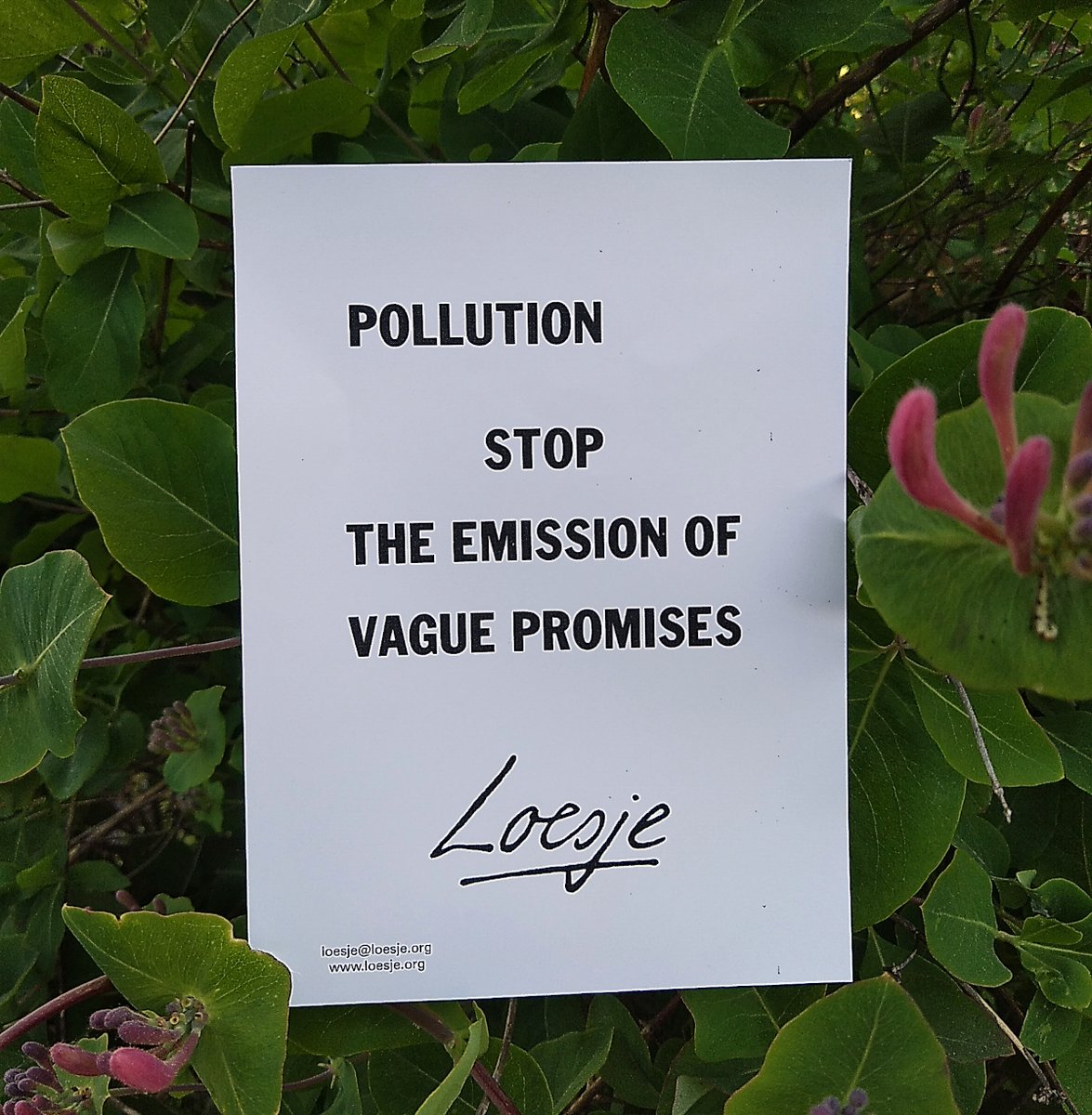 Pollution 
   stop the emission of vague promises

#Loesje
#pollution #pollutionfree #future #green #nature
#environmentaljustice #climate #promises #action