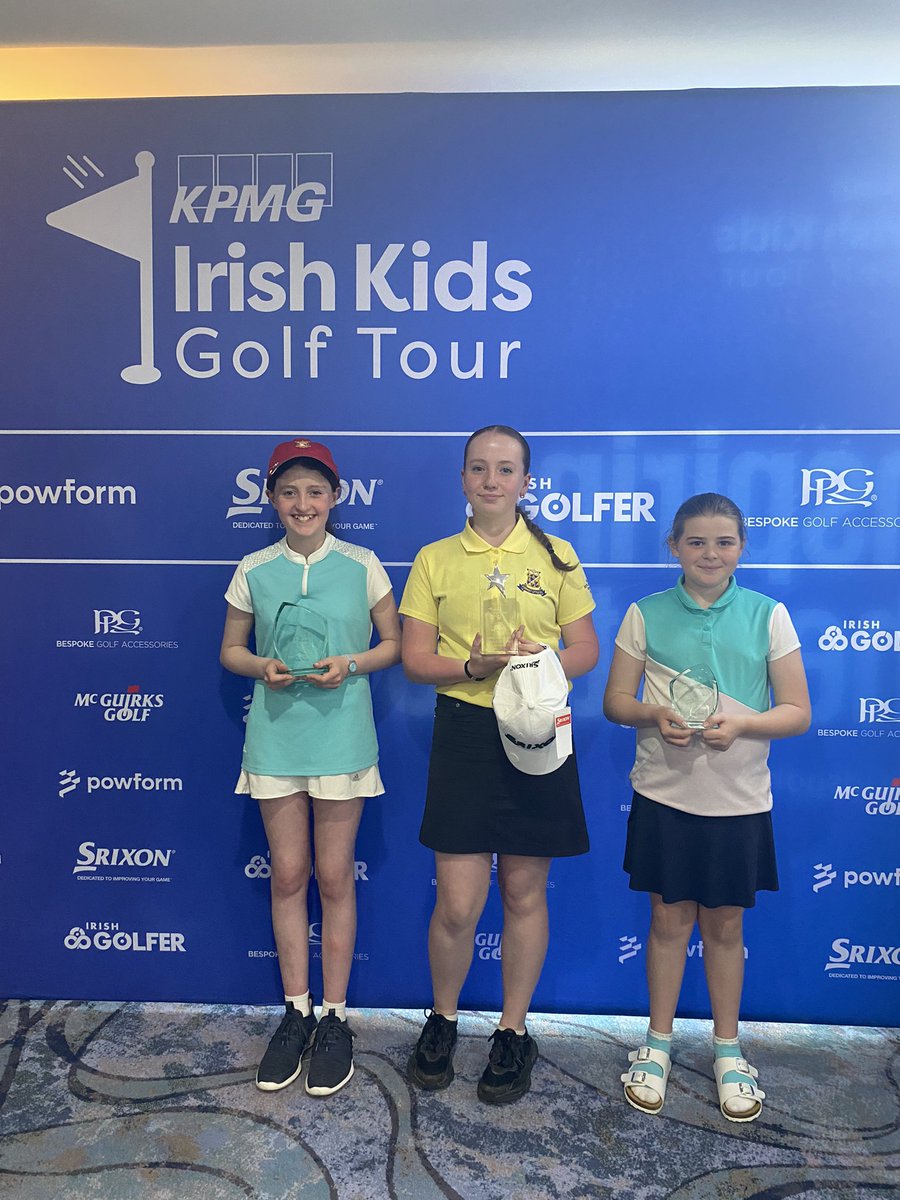 Girls 13’s & Under Ulster Trophy at PGA National @Slieverussell . Champion- Grace Dowdall @Forrestlittle Runner Up- Isabelle Mullen- @CountyLouthGC 3rd Place- Pippa Jolly- @dunlaoghaireGC