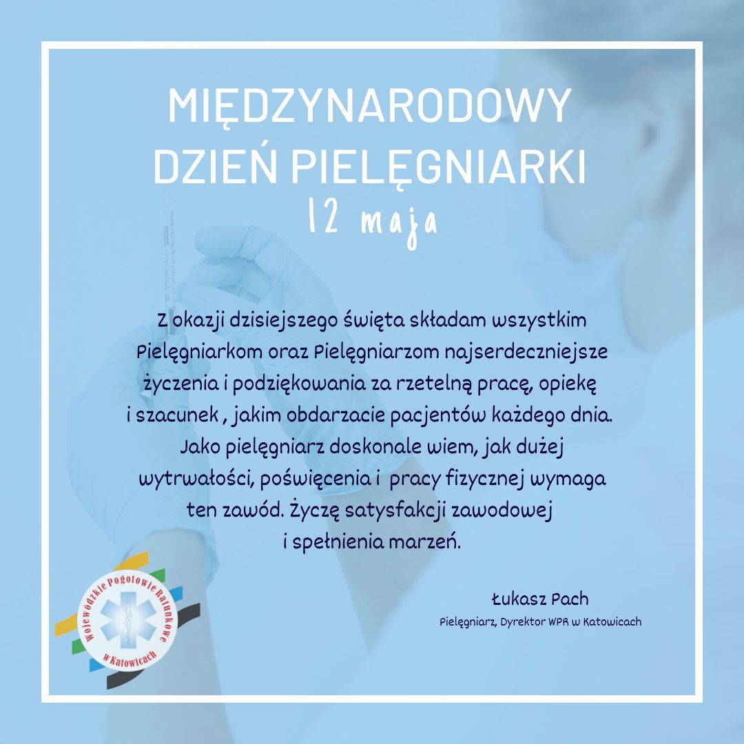 Dzisiaj obchodzimy Międzynarodowy Dzień Pielęgniarek, Pielęgniarzy i Położnych ❤️ Z tej okazji pragniemy przekazać najserdeczniejsze życzenia od naszego Pielęgniarza, Dyrektora Wojewódzkiego Pogotowia Ratunkowego w Katowicach <a href="/lukpach/">Łukasz Pach</a> 👏
<a href="/PrasoweSlaskie/">Urząd Marszałkowski Województwa Śląskiego</a>