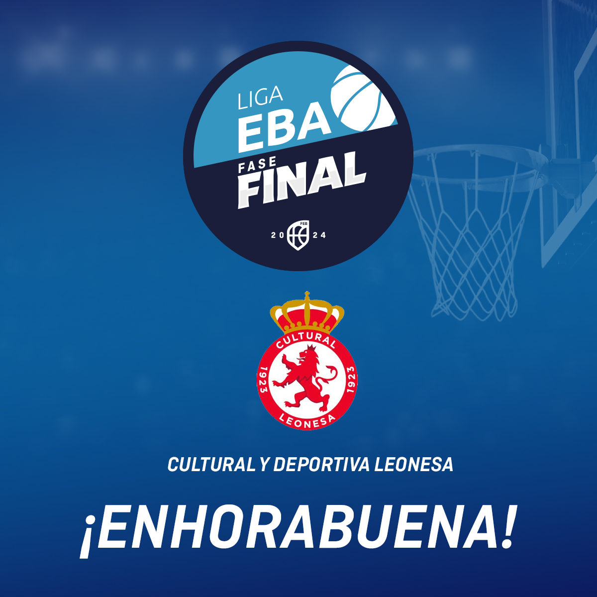 CompeticionFEB's tweet photo. 🏆 #FaseFinalLigaEBA: La @CyDLeonesa se impone en las eliminatorias finales conquistando la quinta plaza de ascenso a la #LEBPlata

✅ El baloncesto leonés regresará así a categoría nacional la próxima temporada

Enhorabuena 🎉 https://t.co/8nghrPhU8v
