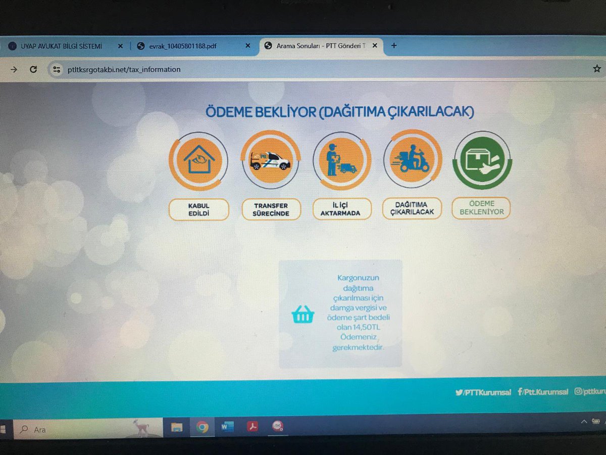 mustafazaferlaw's tweet photo. Süper Dolandırıcılık Sakın Tıklamayın!

Ptt’ ye ait resmî internet sitesi kopyalanmış ve google aramasında en yukarıda gelmekte siz gerçekten bir kargo sorgulaması yaptığınızı düşünürken dikkat dolandırılabilirsiniz! #ptt #tebligat #kargo #dolandırıcılık #kredikartı https://t.co/l5V6uaAit7