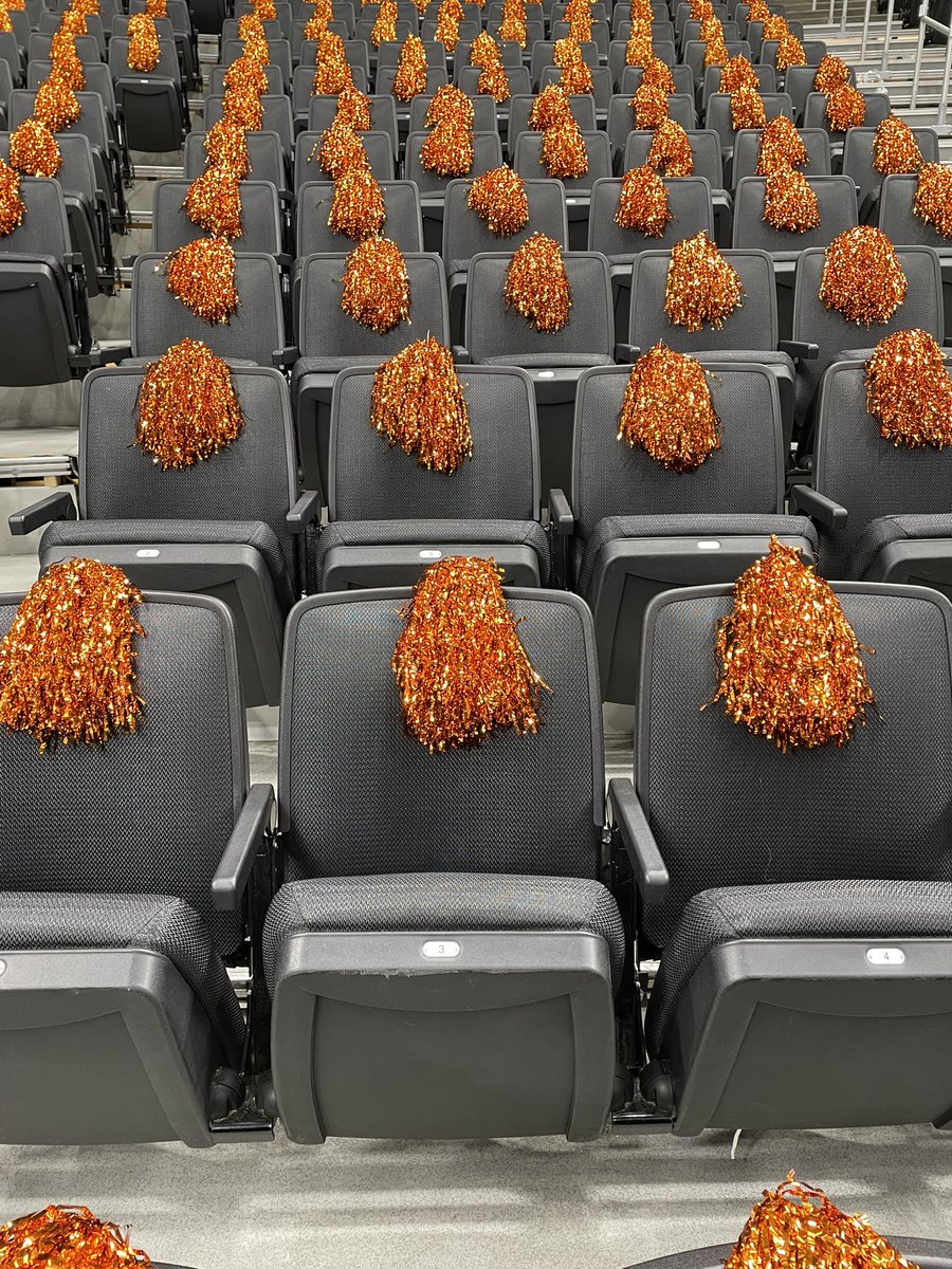 rows and rows of orange pom poms here in Edmonton