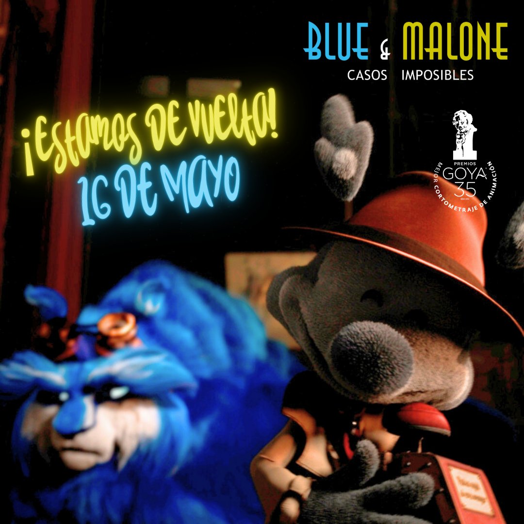 🎉 ¡Estamos de vuelta! 🎉
Blue y Malone, los detectives imaginarios más molones, Premio Goya 2021 a Mejor Corto de Animación, vuelven con una súper noticia.
¡Atentos a nuestras redes sociales!
casosimposibles.com
#AmigosImaginarios  #animacion  #IF #IFMovie #ImaginaryFriends
