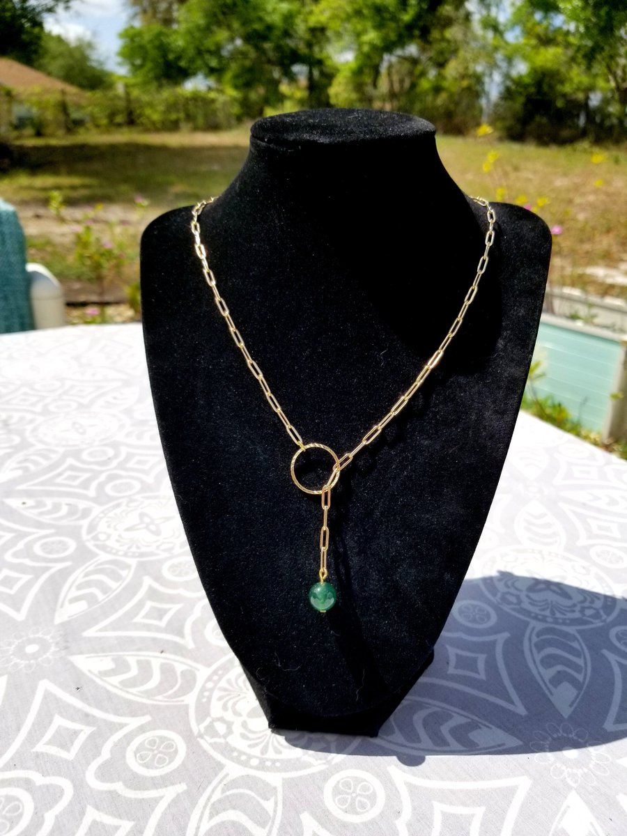 Gold Paperclip Chain Lariat Necklace, Jade Necklace #jewelry #necklace #paperclipchain #lariatnecklace #beadednecklace #emeraldJade #Jade #emeraldjadejewelry #Jadenecklace #lariat #giftsforher #handmadejewelry #Etsy

 etsy.me/4a5XShZ via @Etsy