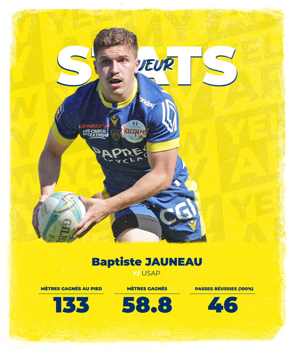 Acteur décisif de la rencontre face à l’USAP, Baptiste Jauneau dans tous les coups sur la pelouse catalane. #YellowArmy