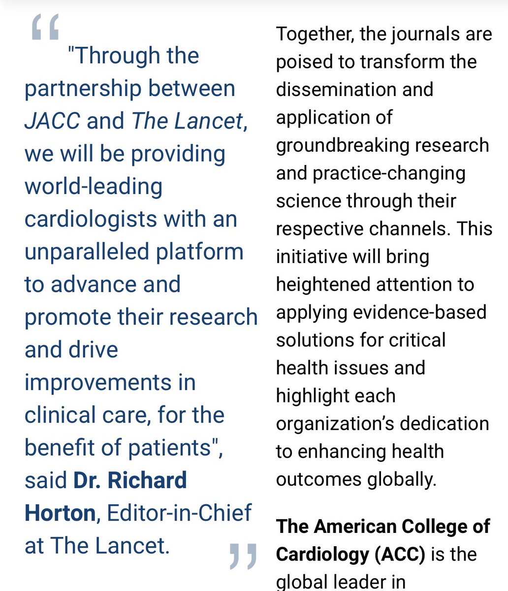 Fantastic landmark partnership bw @JACCJournals @TheLancet on advancing global CV health impact via publications. Congrats @hmkyale @Justine_Turco & team! @DeeDeeWangMD @MinnowWalsh #JACCCaseReports jacc.org/announcements/…