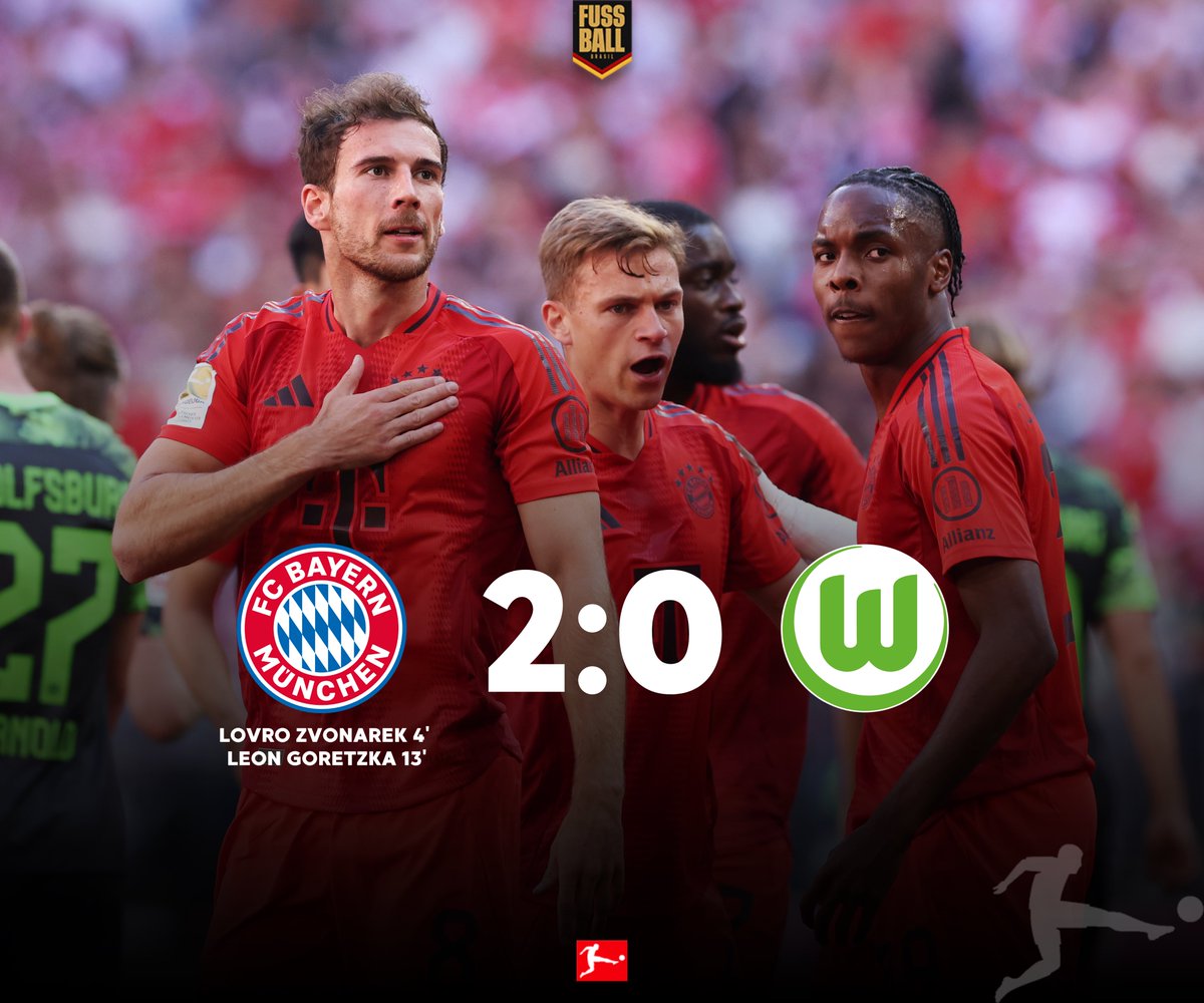 🇩🇪 𝐕𝐈𝐓𝐎́𝐑𝐈𝐀 𝐓𝐑𝐀𝐍𝐐𝐔𝐈𝐋𝐀 𝐄 𝐒𝐎́𝐋𝐈𝐃𝐀 𝐃𝐎 𝐅𝐂 𝐁𝐀𝐘𝐄𝐑𝐍 𝐃𝐄 𝐌𝐔𝐍𝐈𝐐𝐔𝐄! 🔴⚪️

Estreando seu novo uniforme que será utilizado na temporada 2024/25, o FC Bayern de Munique (2º) recebeu o VfL Wolfsburg (12º) na Allianz Arena e dominou a partida depois de…