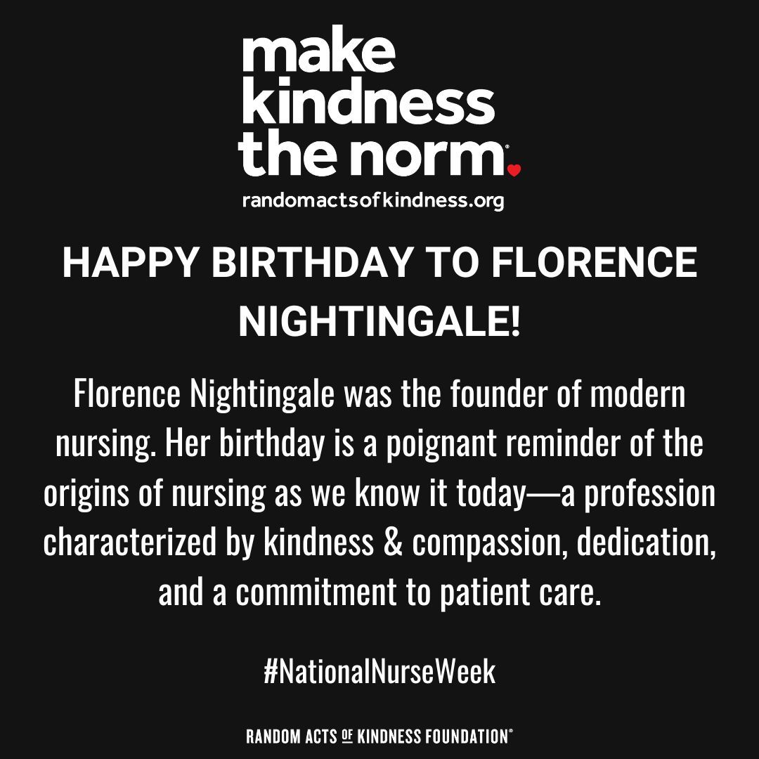 Today, we celebrate the birthday of Florence Nightingale, the founder of modern nursing. As we honor her memory, let's also recognize and appreciate the incredible nurses who continue to embody these qualities every day. Happy Birthday, Florence Nightingale! 💖