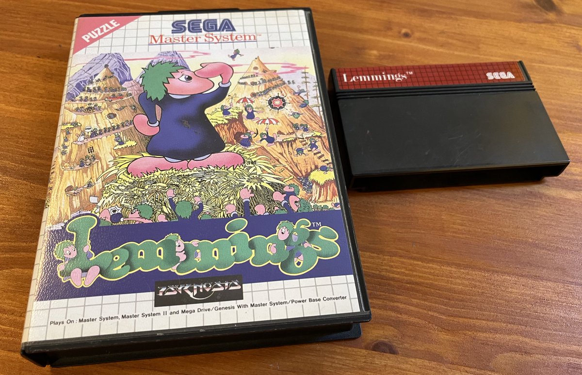 Der_Nerd_in_mir's tweet image. Hier ist der Zustand leider nicht optimal. Keine Anleitung und bisschen von der Sonne ausgeblichen. Trotzdem kennt wahrscheinlich jeder von euch #Lemmings für #MasterSystem #MasterSystem2 und funktioniert sogar in einem #MegaDrive Was für euch? #retropurge