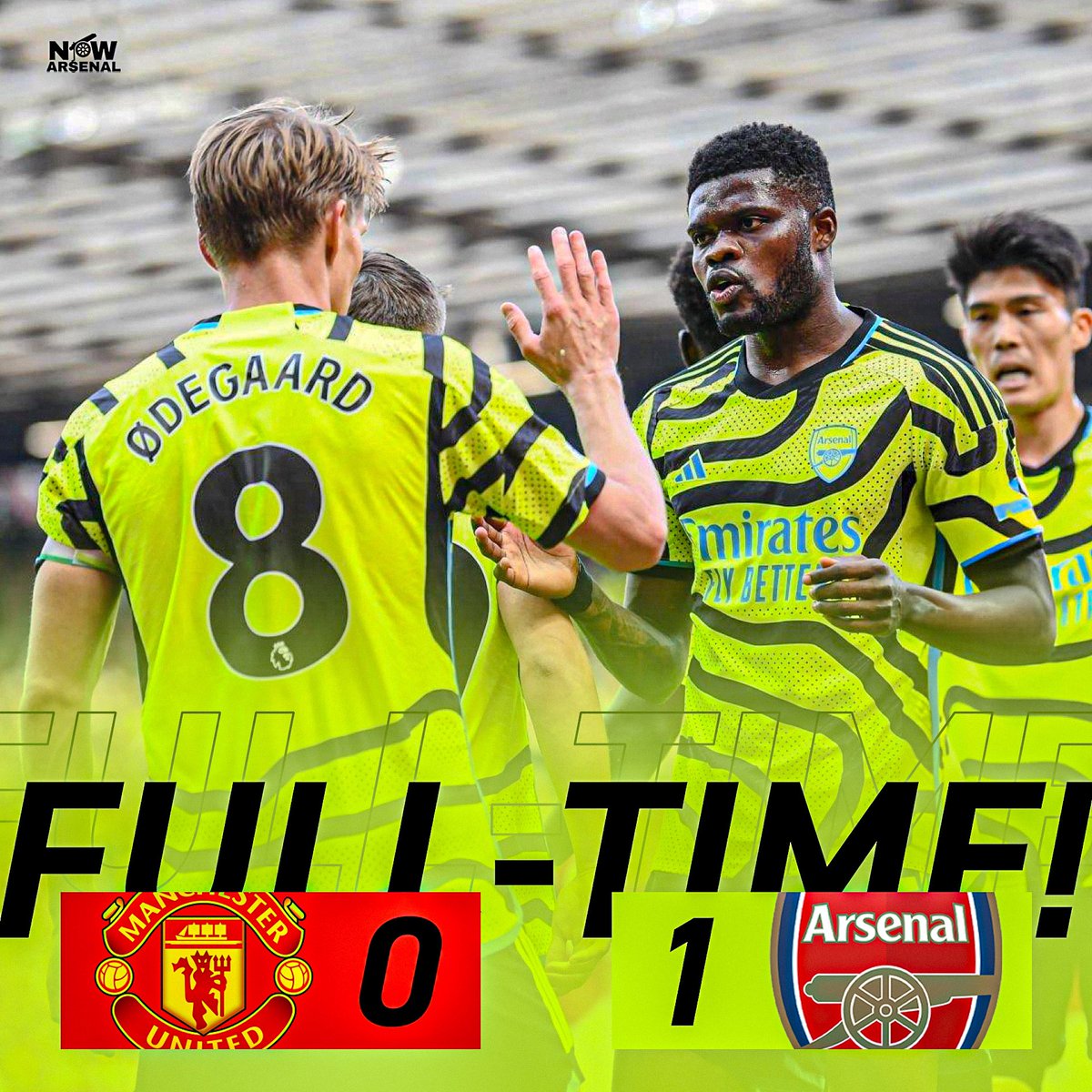FT: Manchester United 0-1 Arsenal Them last few minutes were horrible. Possibly the worst performance of the season by Arsenal, but it doesn’t matter. We win at Old Trafford for only the second time in 17 years. We take the title race down to the final day. We’ve fought until…