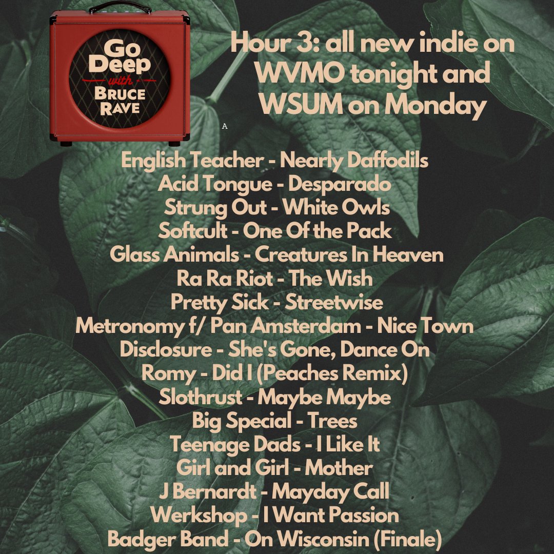 My 3-hour shows allow me to support 45-50 artists every week. Hear this week's versions from 10p CT @WVMO987 and Monday from 5a CT @WSUM FM. Both stations stream on their apps and on TuneIn with WSUM also on their app. Here's what will spin: