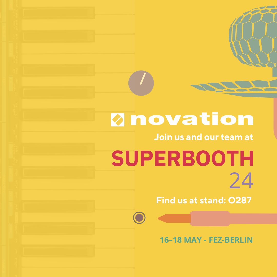Going to #Superbooth24? 👀 Well don't forget to look out for our #Novation team over at stand: O287 to chat all things Synths, MIDI controllers, grooveboxes and more! We can't wait to meet all you amazing people there!
