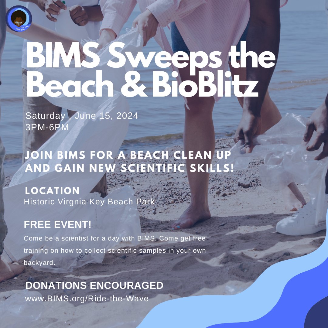 Join us at Historic Virginia Key Park for our Beach Clean Up and BioBlitz! June 15th 3-6pm. This is a FREE event and open to the public. See you there! #BlackinMarineScience #MarineScience #OceanScience #MarineBiology