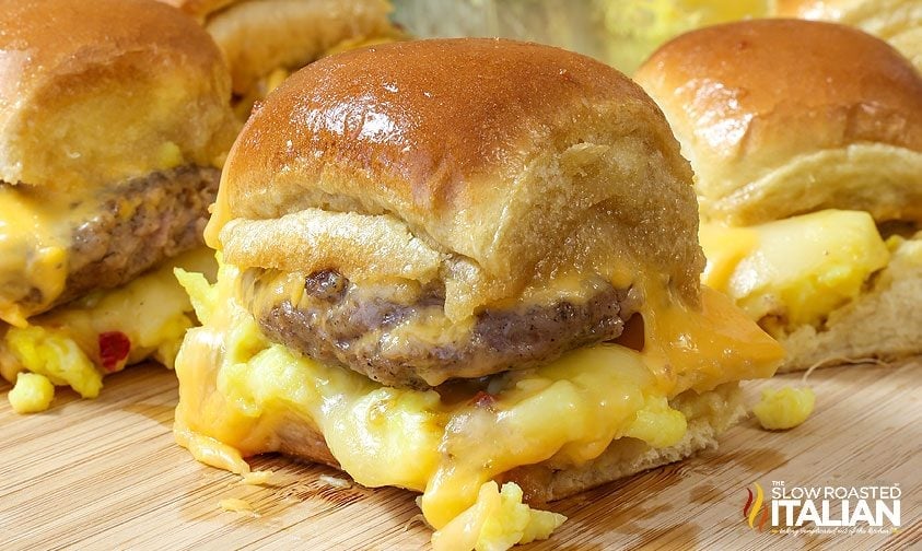 #ComfortFood Sausage Egg and Cheese Breakfast Sliders Yes or No?