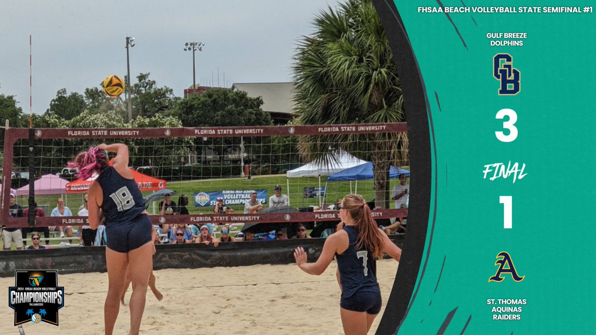 🏖️🏐🏆#FHSAA Beach Volleyball State Championships: State Semifinal#1 FINAL: Gulf Breeze- 3 St. Thomas Aquinas-1