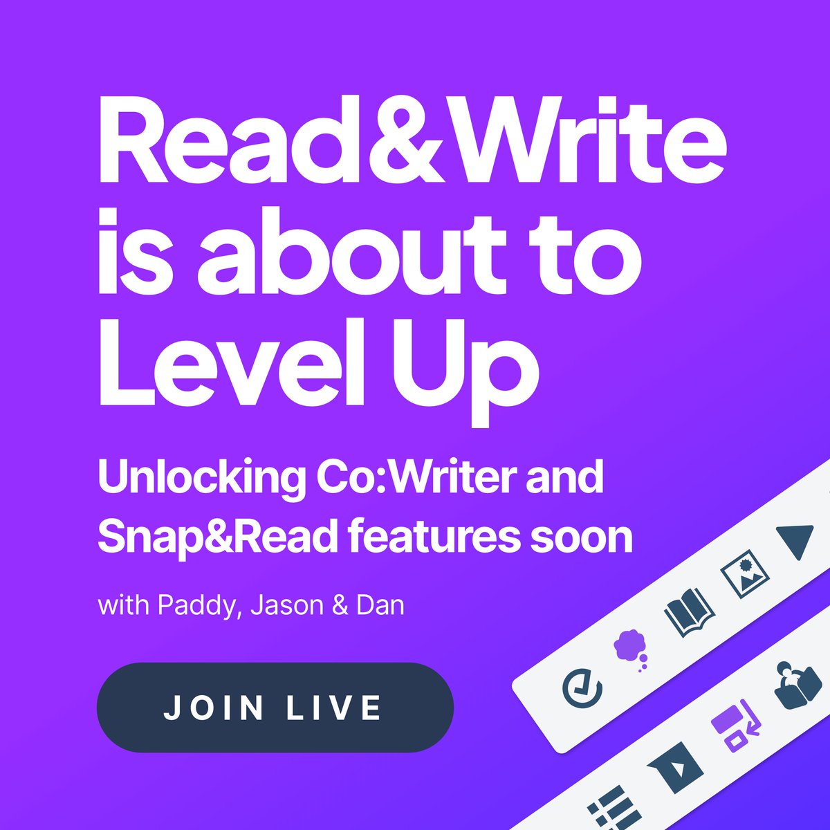 Read&Write customers - join us tomorrow for an exclusive sneak peek at our plans to bring tools from Co:Writer and Snap&Read into Read&Write to help transform support for diverse learners. Register today to secure your spot! text.help/9o0Jwf