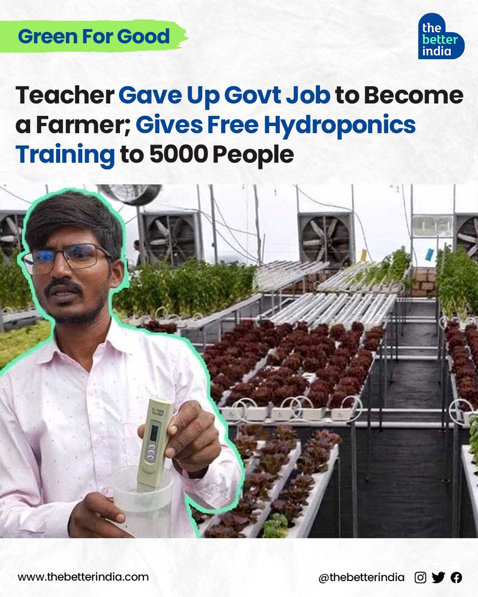 While Rasik Nakum’s family celebrated his government teaching job, he was dreaming of something more — cultivating a greener future! 

#Hydroponics #Verticalfarming #Sustainableagriculture #Waterconservation #AgriTech #Innovation