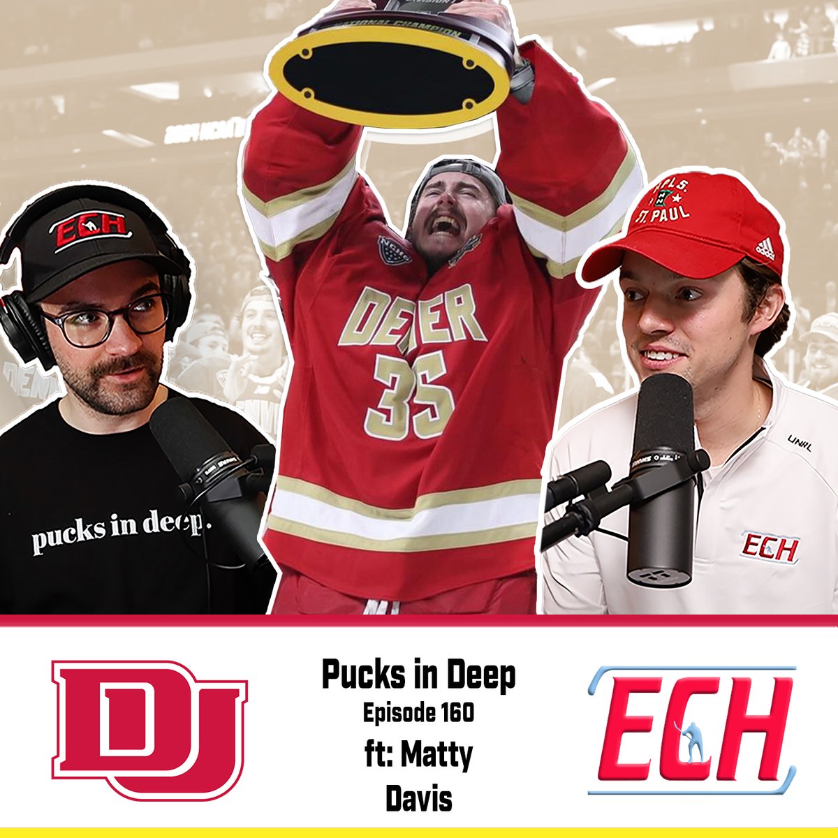 🚨New Podcast🚨 Ep. 160 of Pucks in Deep ft:
<a href="/_mattydavis32_/">Airdrops Alerts | CRYPTO</a> of <a href="/DU_Hockey/">Denver Hockey</a> 

Discussed:
- Latest in <a href="/collegehockey/">College Hockey Inc.</a>
- Natty Champs + Celebration
- Becoming a brick wall 
- Overcoming injury
- Road to Denver
- Much More! 
Subscribe ⬇️

Apple: podcasts.apple.com/us/podcast/epi…
Spotify: