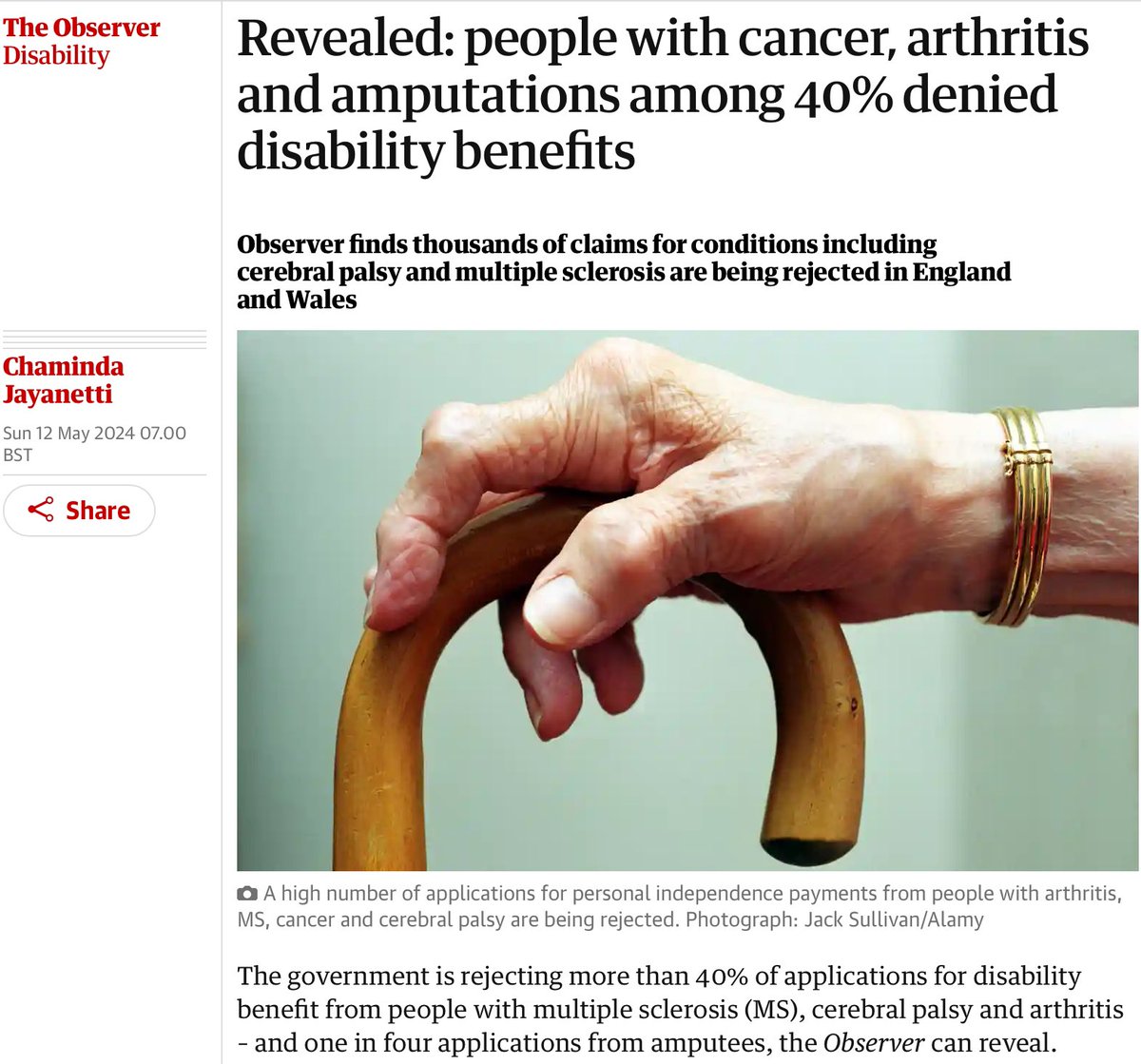 Severely disabled people not disabled enough to get disability benefit, as DWP rejects four in ten applications bit.ly/3QJFXpL the more you try to cope the less chance of qualifying